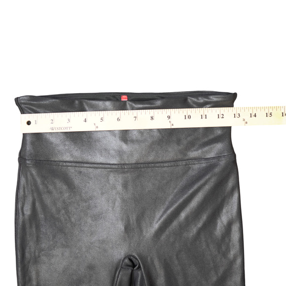 Spanx High Waist Faux Leather Leggings Shiny Black Athleisure Pants Size L EUC - Picture 6 of 12
